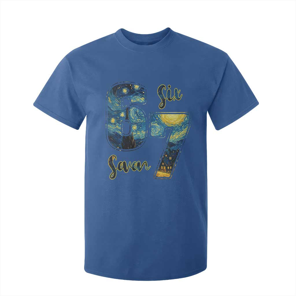 67 Six Seven Meme T Shirt For Kid Starry Night Van Gogh TS14 Royal Blue Print Your Wear