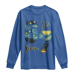 67 Six Seven Meme Long Sleeve Shirt Starry Night Van Gogh TS14 Royal Blue Print Your Wear