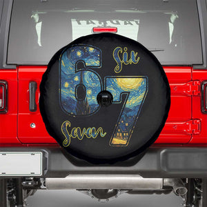 67 Six Seven Meme Spare Tire Cover Starry Night Van Gogh TS14 Black Print Your Wear