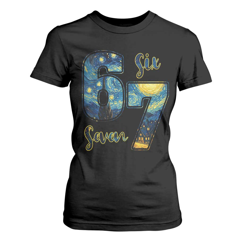 67 Six Seven Meme T Shirt For Women Starry Night Van Gogh TS14 Black Print Your Wear