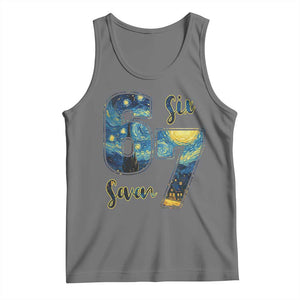 67 Six Seven Meme Tank Top Starry Night Van Gogh TS14 Black Heather Print Your Wear