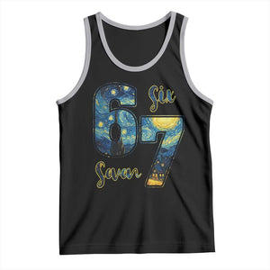 67 Six Seven Meme Tank Top Starry Night Van Gogh TS14 Black Athletic Heather Print Your Wear