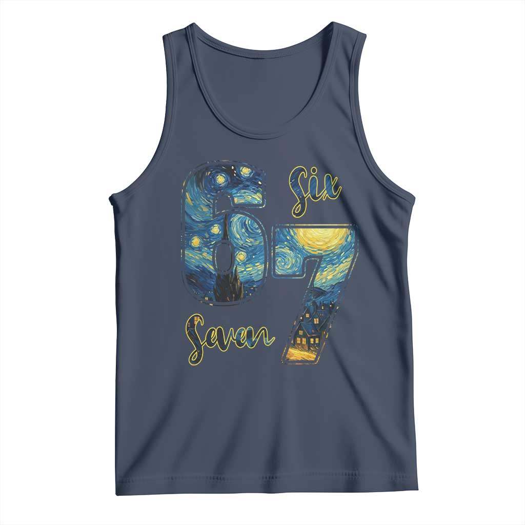 67 Six Seven Meme Tank Top Starry Night Van Gogh TS14 Navy Print Your Wear