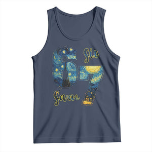 67 Six Seven Meme Tank Top Starry Night Van Gogh TS14 Navy Print Your Wear