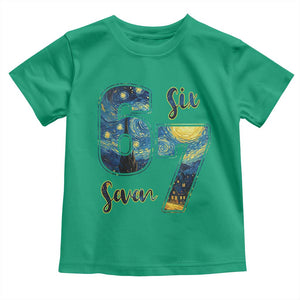 67 Six Seven Meme Toddler T Shirt Starry Night Van Gogh TS14 Irish Green Print Your Wear