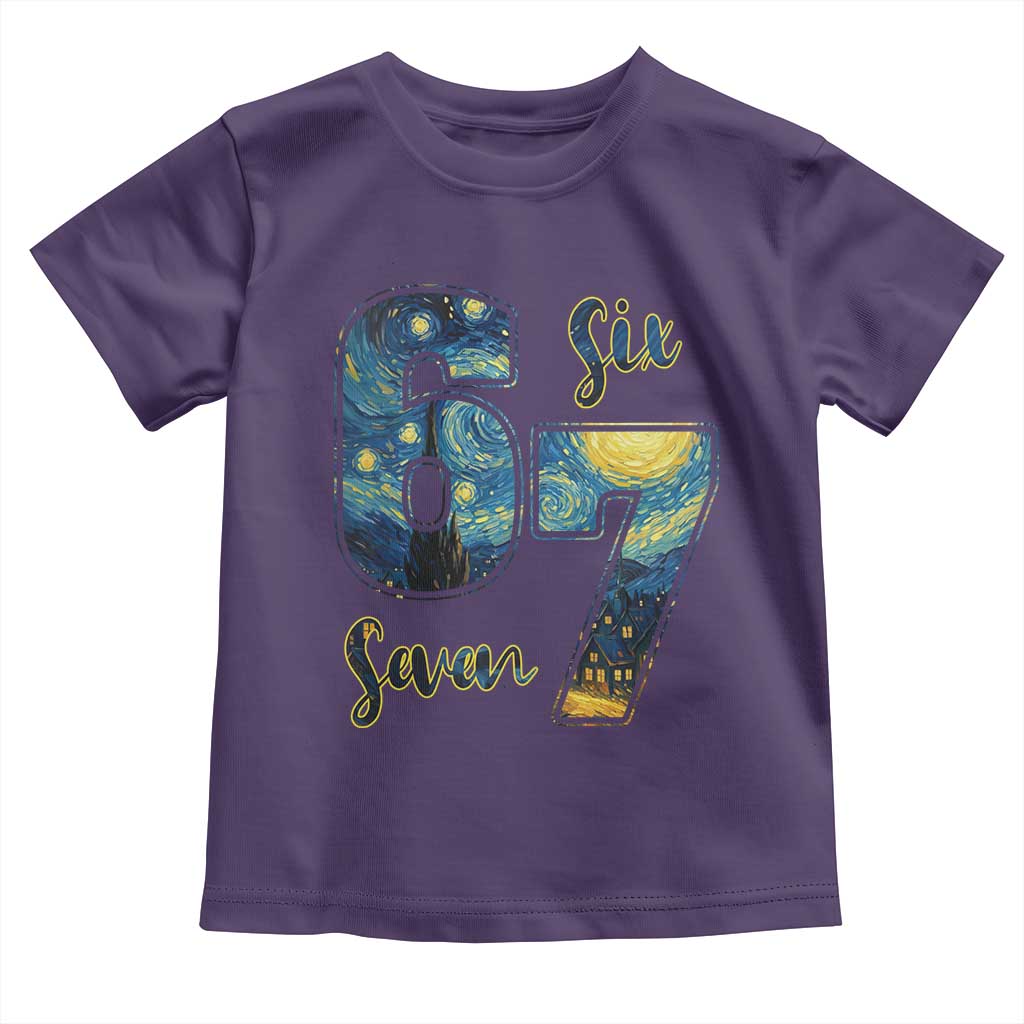 67 Six Seven Meme Toddler T Shirt Starry Night Van Gogh TS14 Purple Print Your Wear