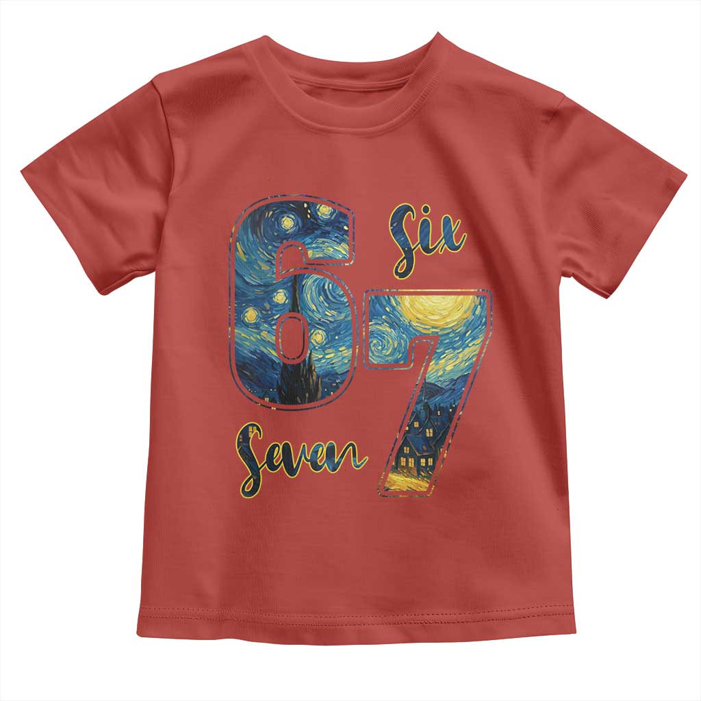 67 Six Seven Meme Toddler T Shirt Starry Night Van Gogh TS14 Red Print Your Wear