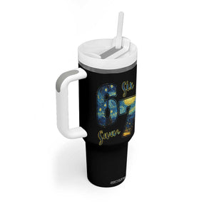 67 Six Seven Meme Tumbler With Handle Starry Night Van Gogh TS14 Print Your Wear
