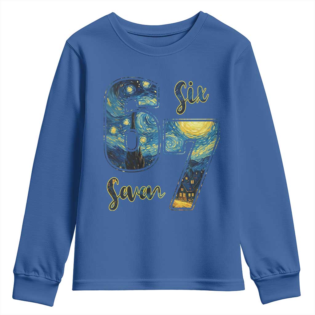 67 Six Seven Meme Youth Sweatshirt Starry Night Van Gogh TS14 Royal Blue Print Your Wear