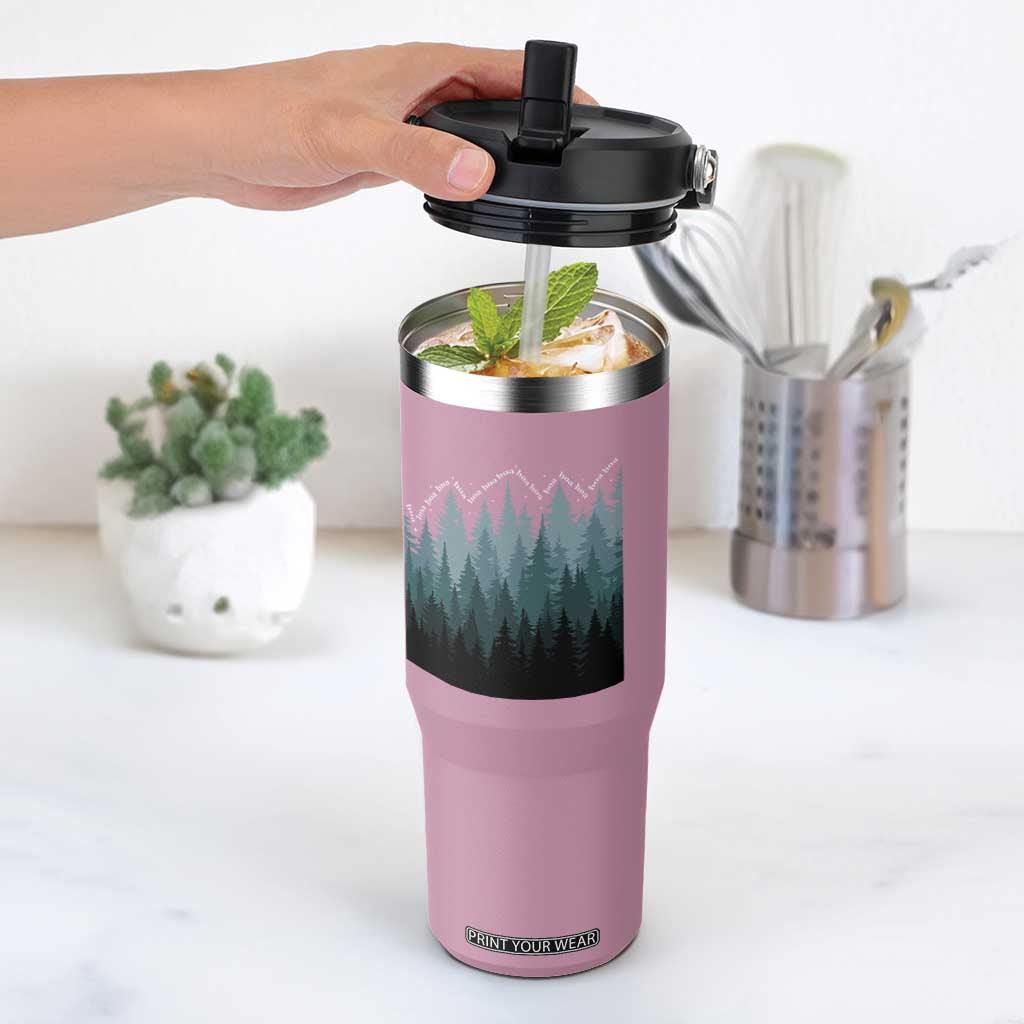 Hoa Hoa Hoa Flip Straw Tumbler Twilight Lover Pine Forest Cozy TS14 One Size: 30 oz Light Pink Print Your Wear