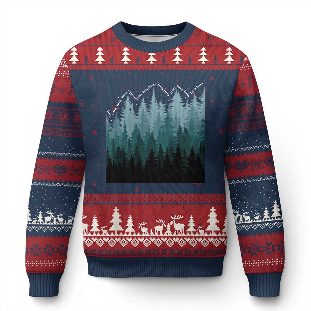 Hoa Hoa Hoa Ugly Christmas Sweater Twilight Lover Pine Forest Cozy TS14 Navy Red Print Your Wear