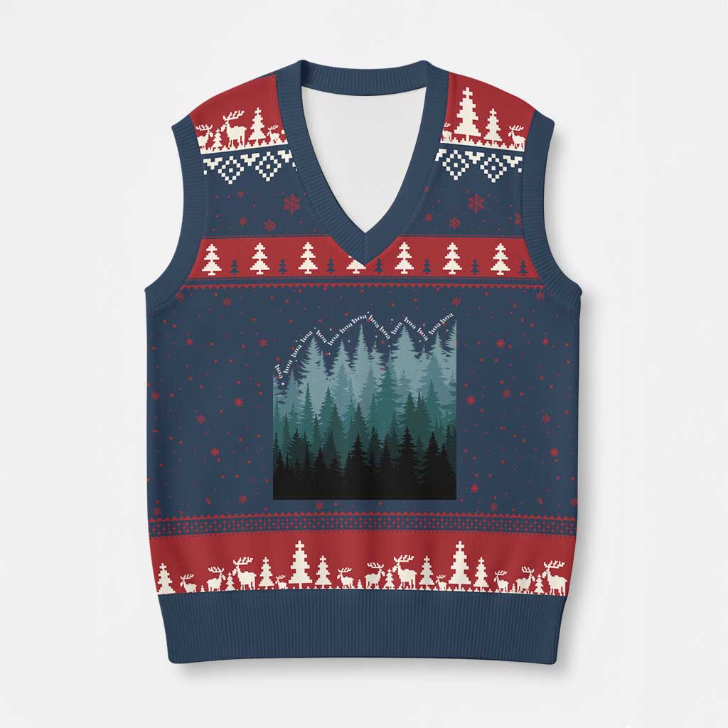 Hoa Hoa Hoa V-Neck Knit Sweater Vest Twilight Lover Pine Forest Cozy TS14 Navy Red Print Your Wear