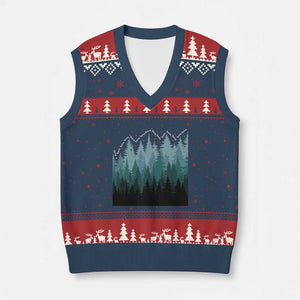 Hoa Hoa Hoa V-Neck Knit Sweater Vest Twilight Lover Pine Forest Cozy TS14 Navy Red Print Your Wear