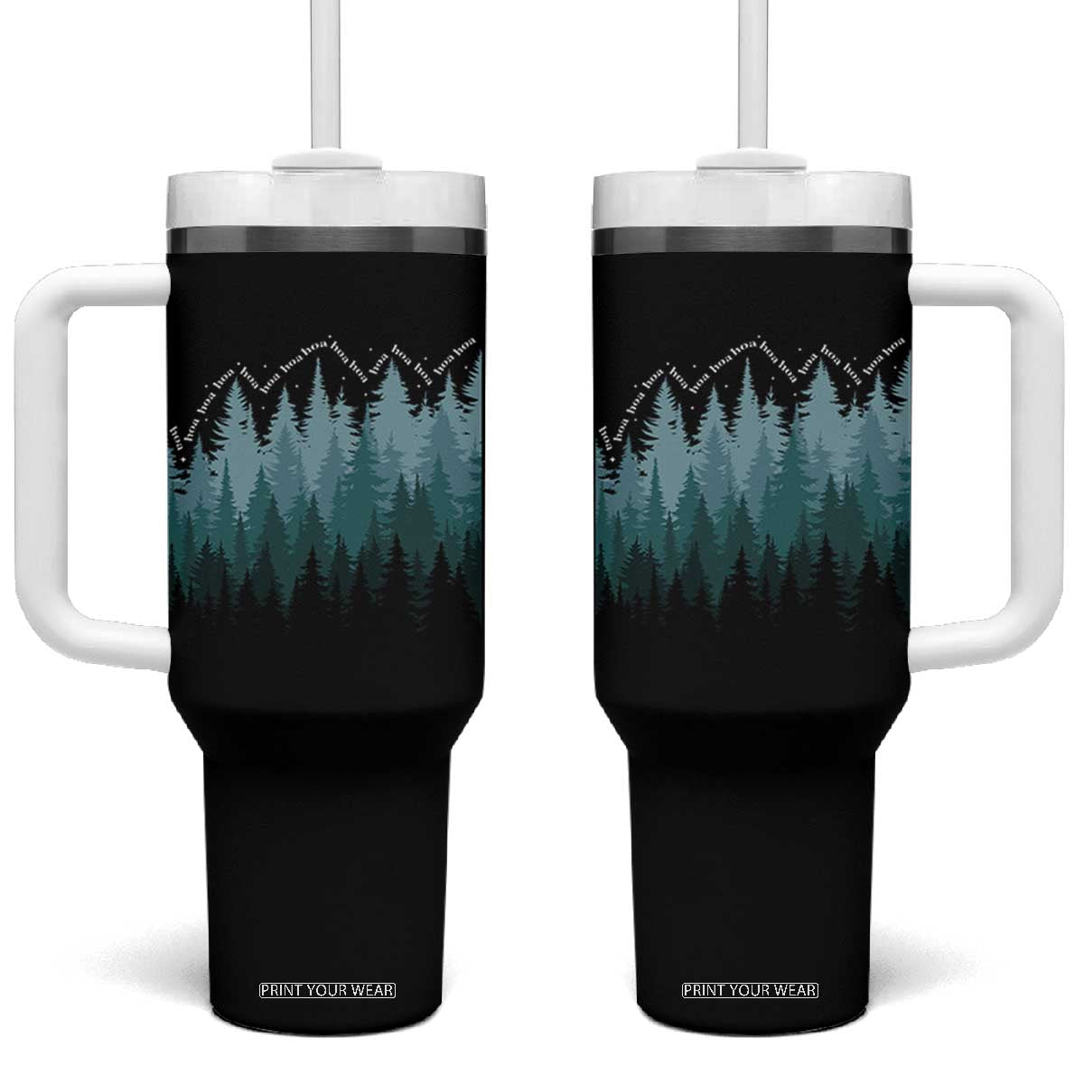 Hoa Hoa Hoa Tumbler With Handle Twilight Lover Pine Forest Cozy TS14 One Size: 40 oz Black Print Your Wear