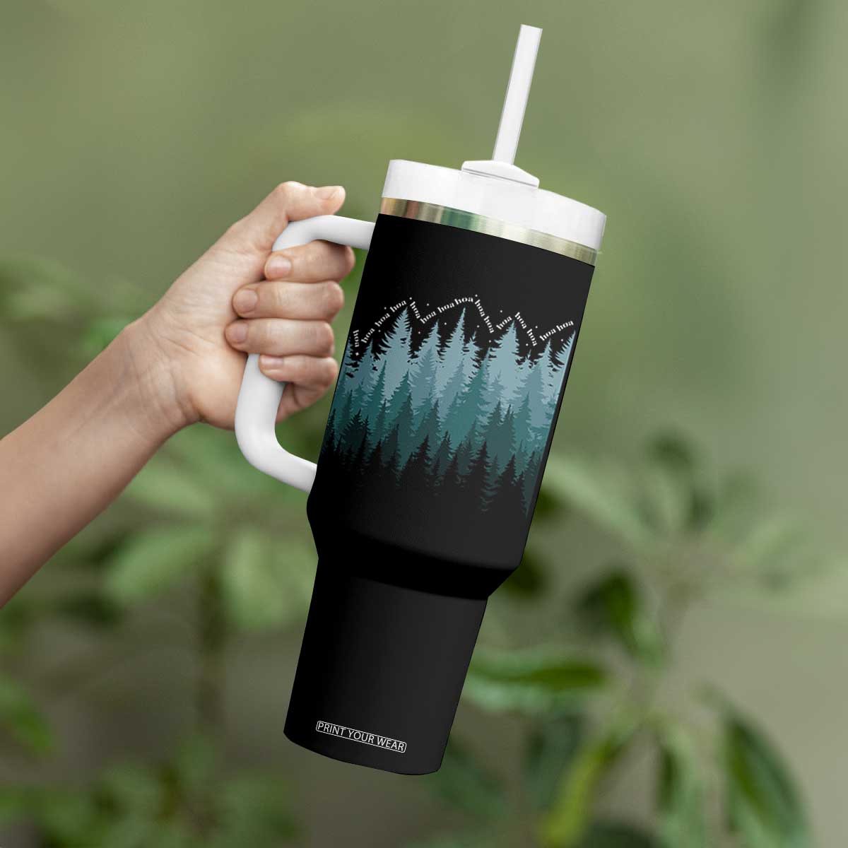Hoa Hoa Hoa Tumbler With Handle Twilight Lover Pine Forest Cozy TS14 Print Your Wear