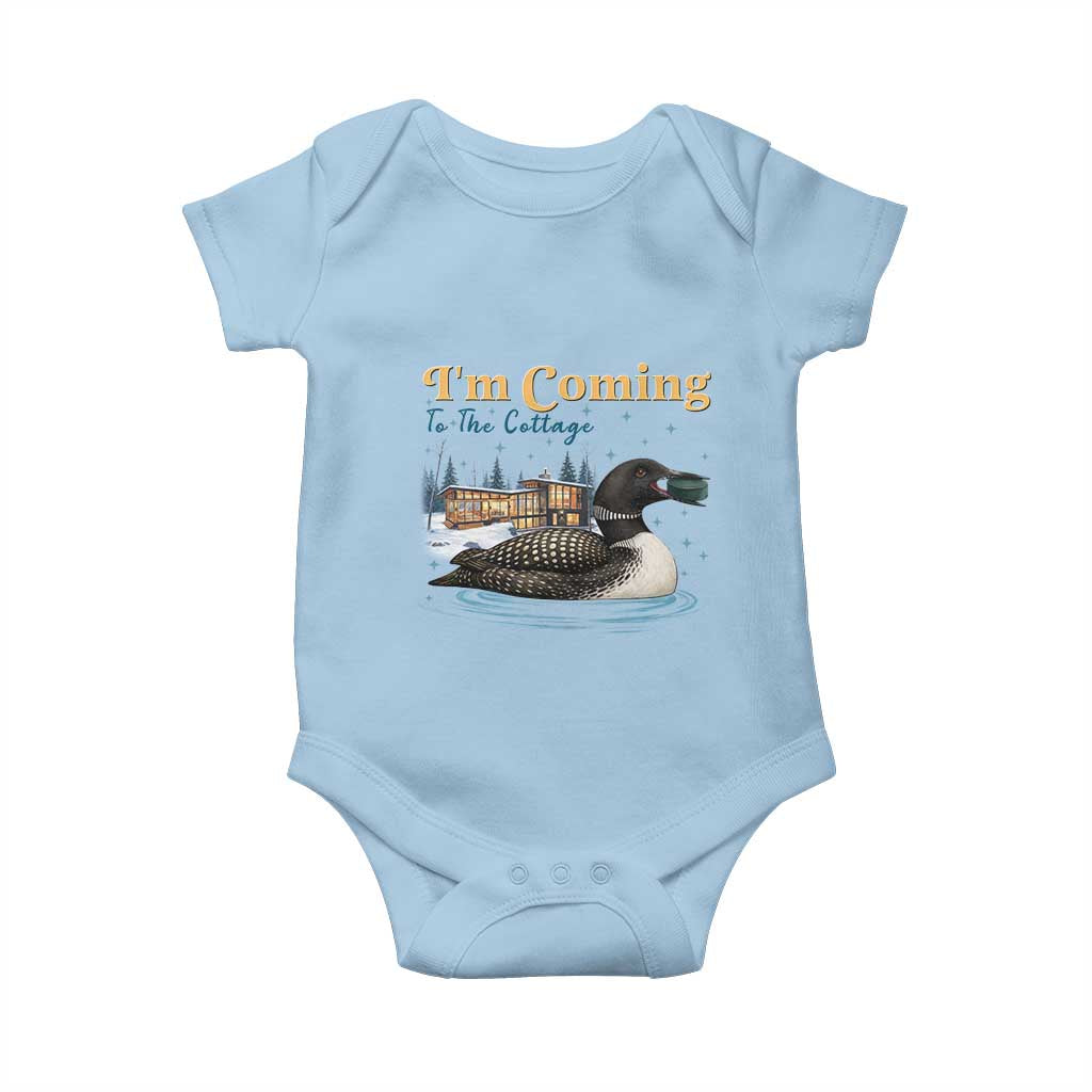 I Am Coming To The Cottage Baby Onesie Stupid Canadian Wolf Bird TS14 Light Blue Print Your Wear
