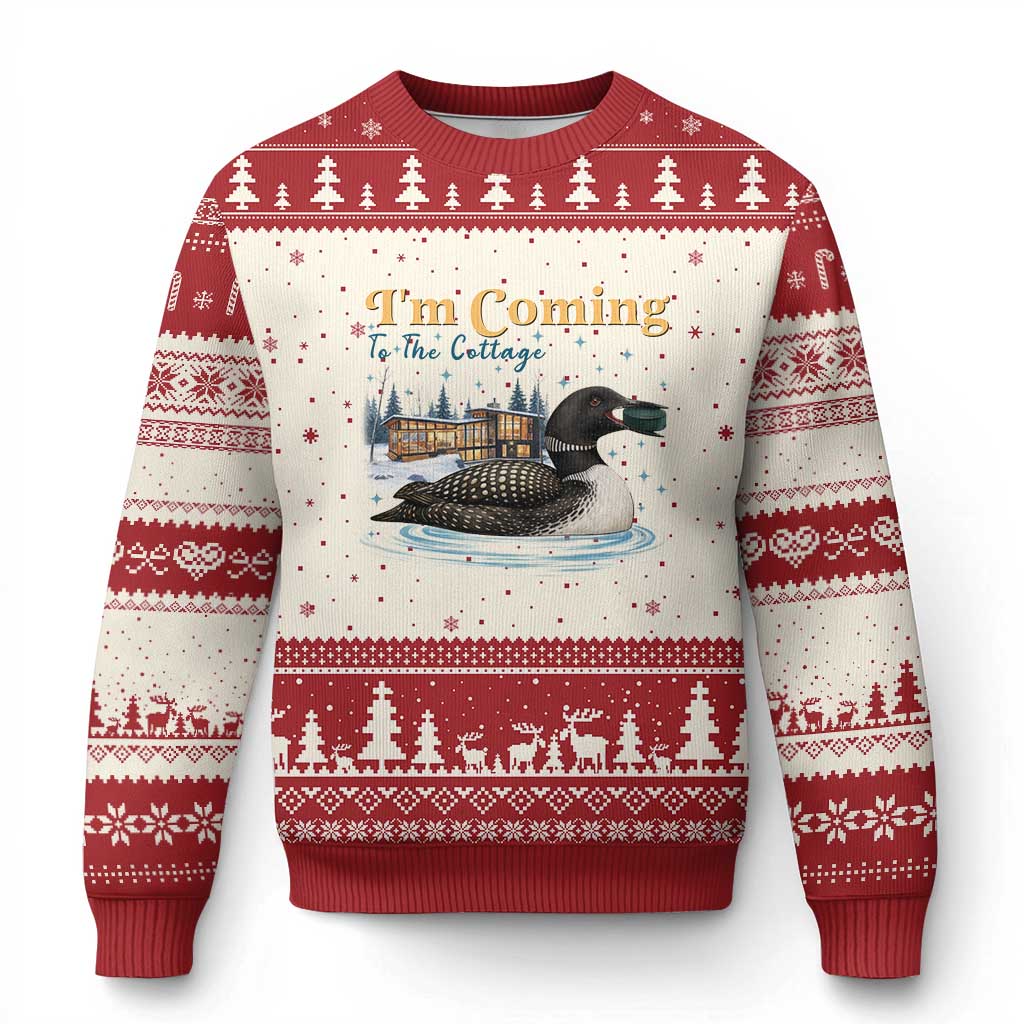 I Am Coming To The Cottage Ugly Christmas Sweater Stupid Canadian Wolf Bird TS14 Beige Red Print Your Wear