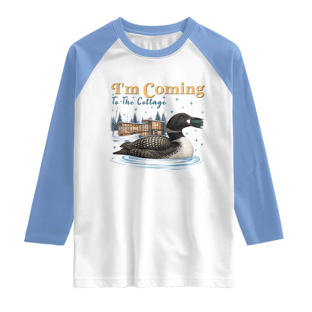 I Am Coming To The Cottage Raglan Shirt Stupid Canadian Wolf Bird TS14 White Carolina Blue Print Your Wear
