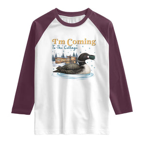 I Am Coming To The Cottage Raglan Shirt Stupid Canadian Wolf Bird TS14 White Maroon Print Your Wear