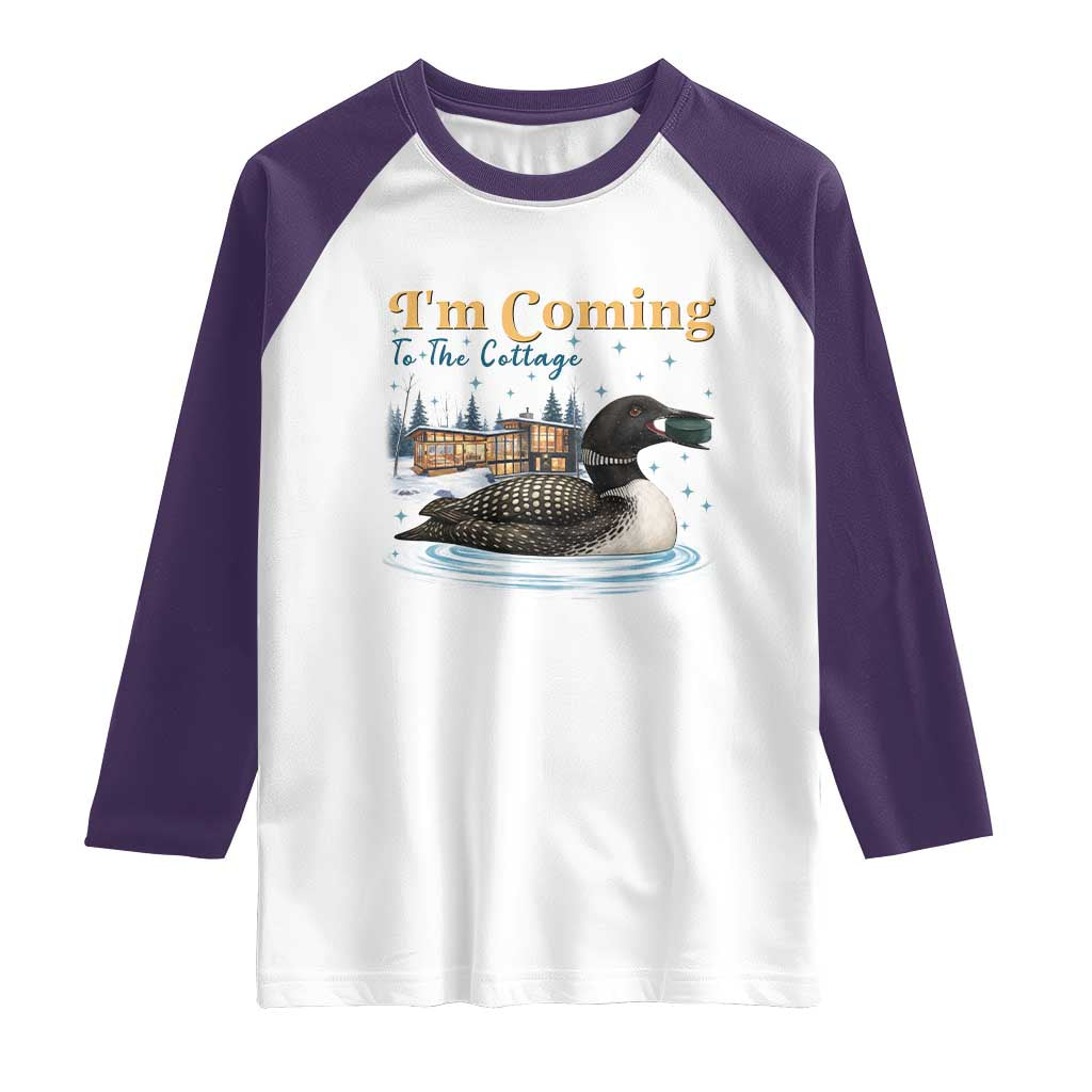 I Am Coming To The Cottage Raglan Shirt Stupid Canadian Wolf Bird TS14 White Purple Print Your Wear