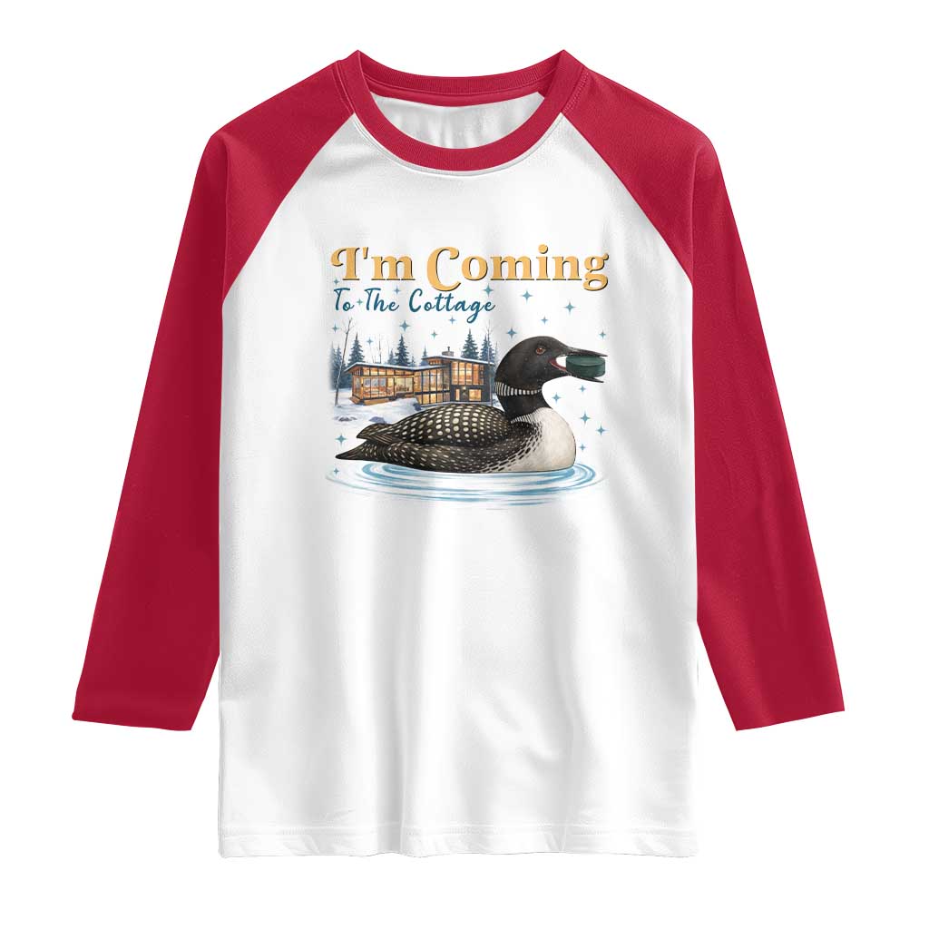 I Am Coming To The Cottage Raglan Shirt Stupid Canadian Wolf Bird TS14 White Red Print Your Wear