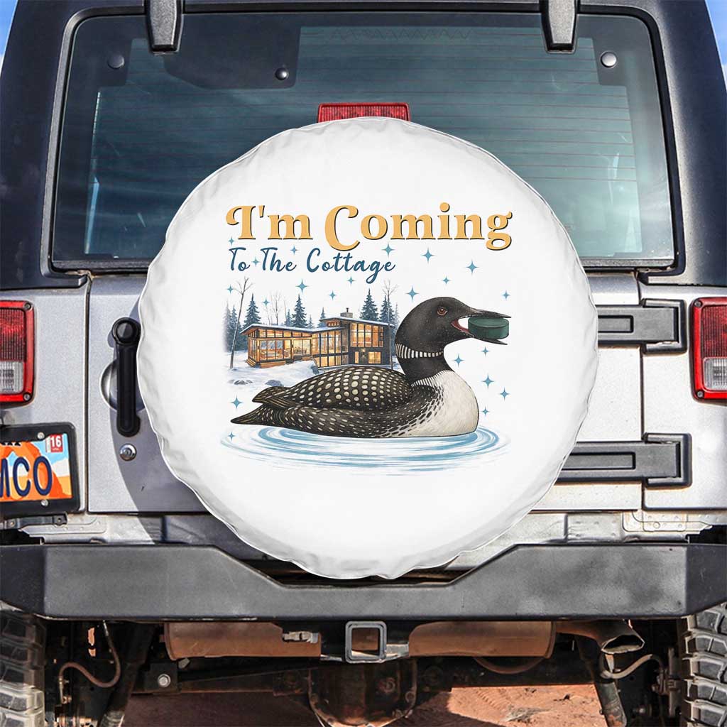 I Am Coming To The Cottage Spare Tire Cover Stupid Canadian Wolf Bird TS14 No hole White Print Your Wear