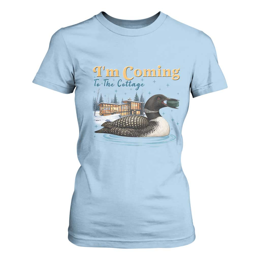 I Am Coming To The Cottage T Shirt For Women Stupid Canadian Wolf Bird TS14 Light Blue Print Your Wear