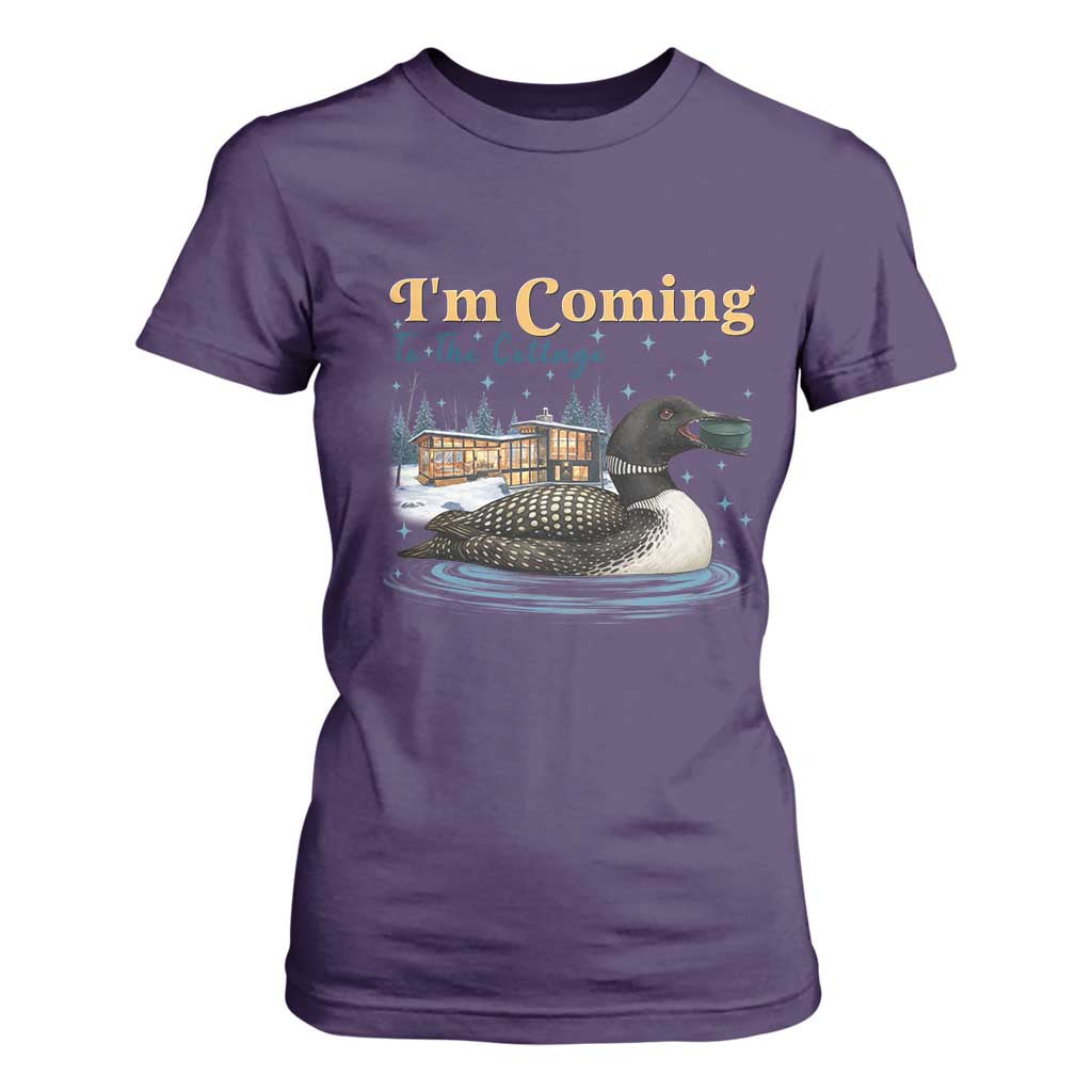 I Am Coming To The Cottage T Shirt For Women Stupid Canadian Wolf Bird TS14 Purple Print Your Wear