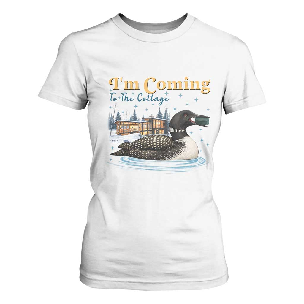 I Am Coming To The Cottage T Shirt For Women Stupid Canadian Wolf Bird TS14 White Print Your Wear