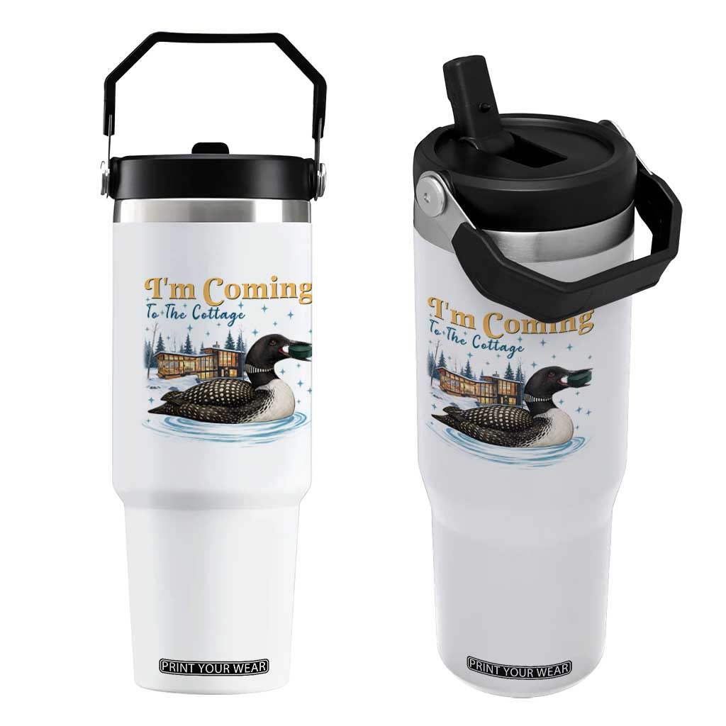 I Am Coming To The Cottage Flip Straw Tumbler Stupid Canadian Wolf Bird TS14 One Size: 30 oz White Print Your Wear