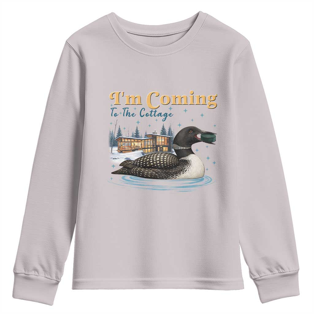 I Am Coming To The Cottage Youth Sweatshirt Stupid Canadian Wolf Bird TS14 Ice Gray Print Your Wear