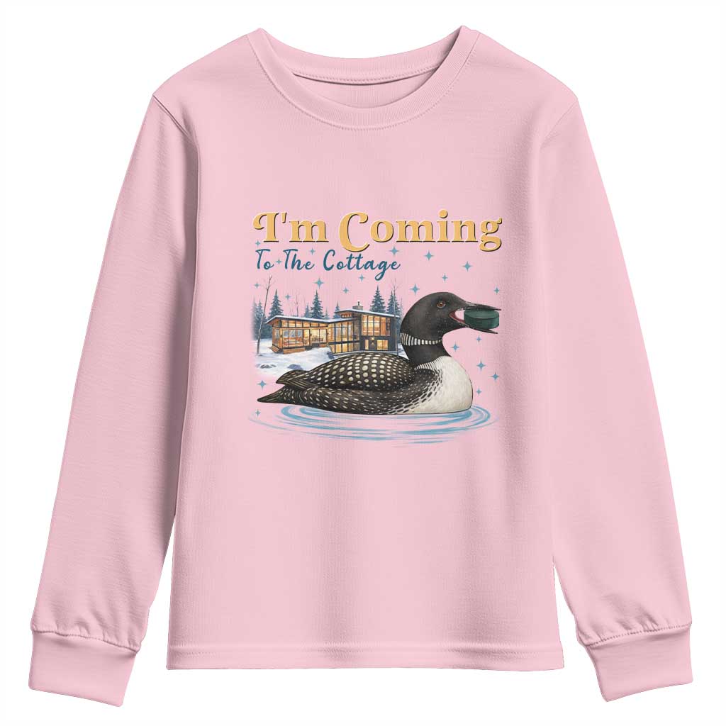 I Am Coming To The Cottage Youth Sweatshirt Stupid Canadian Wolf Bird TS14 Light Pink Print Your Wear