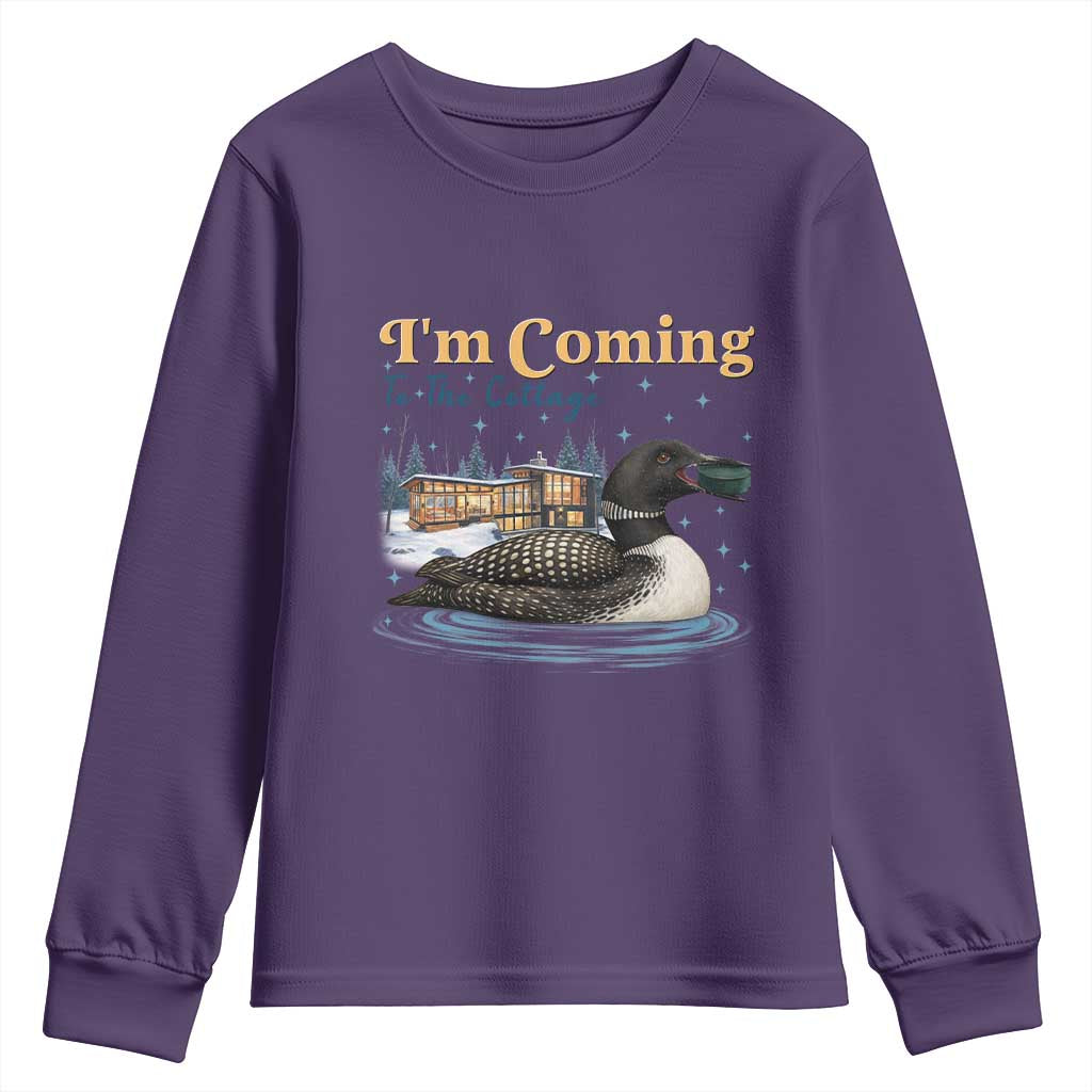 I Am Coming To The Cottage Youth Sweatshirt Stupid Canadian Wolf Bird TS14 Purple Print Your Wear