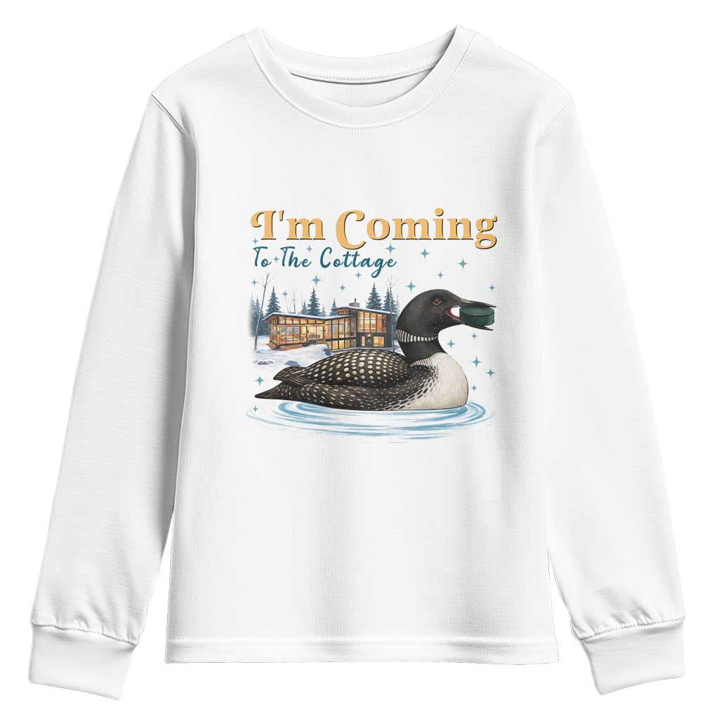 I Am Coming To The Cottage Youth Sweatshirt Stupid Canadian Wolf Bird TS14 White Print Your Wear