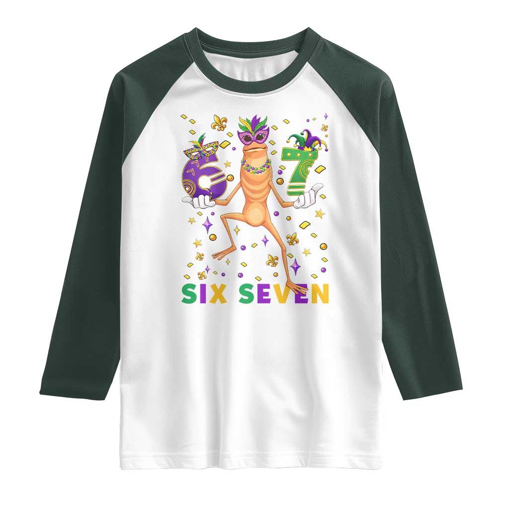 67 Mardi Gras Raglan Shirt Marcus The Worm Carnival Trendy Meme TS14 White Dark Forest Green Print Your Wear