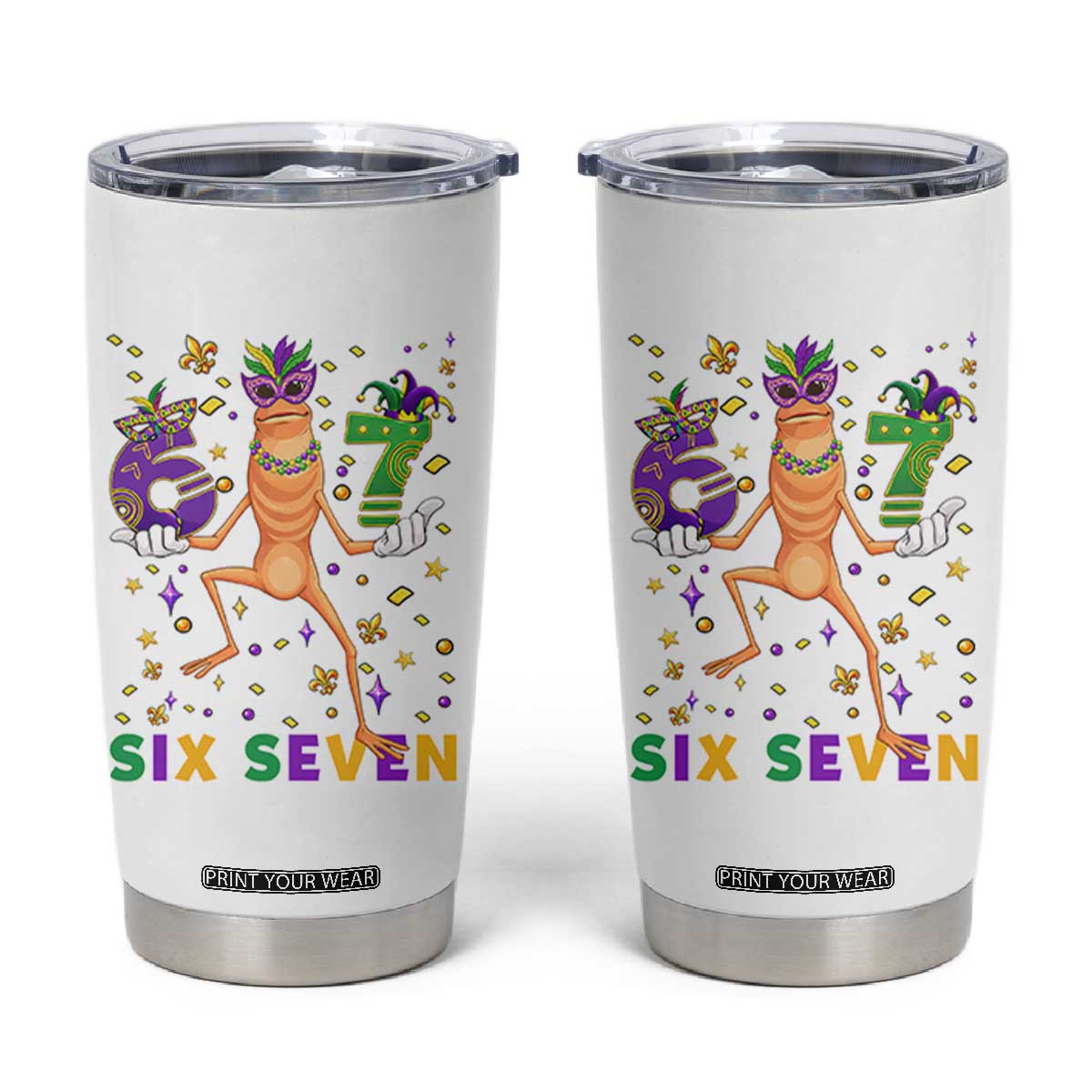 67 Mardi Gras Tumbler Cup Marcus The Worm Carnival Trendy Meme TS14 White Print Your Wear