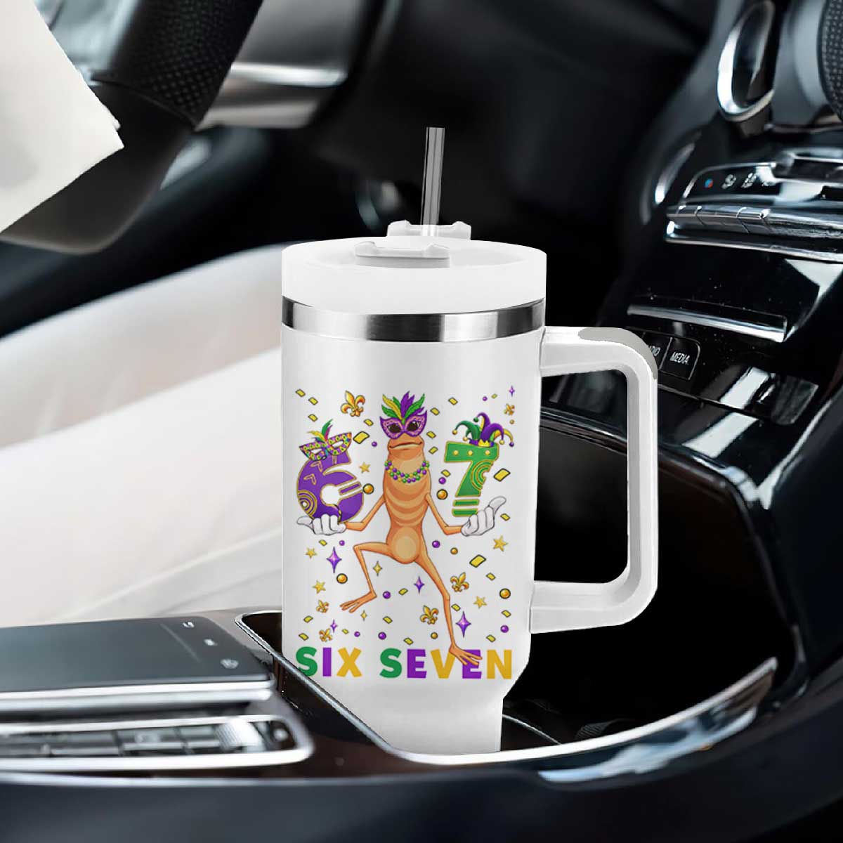 67 Mardi Gras Tumbler With Handle Marcus The Worm Carnival Trendy Meme TS14 Print Your Wear