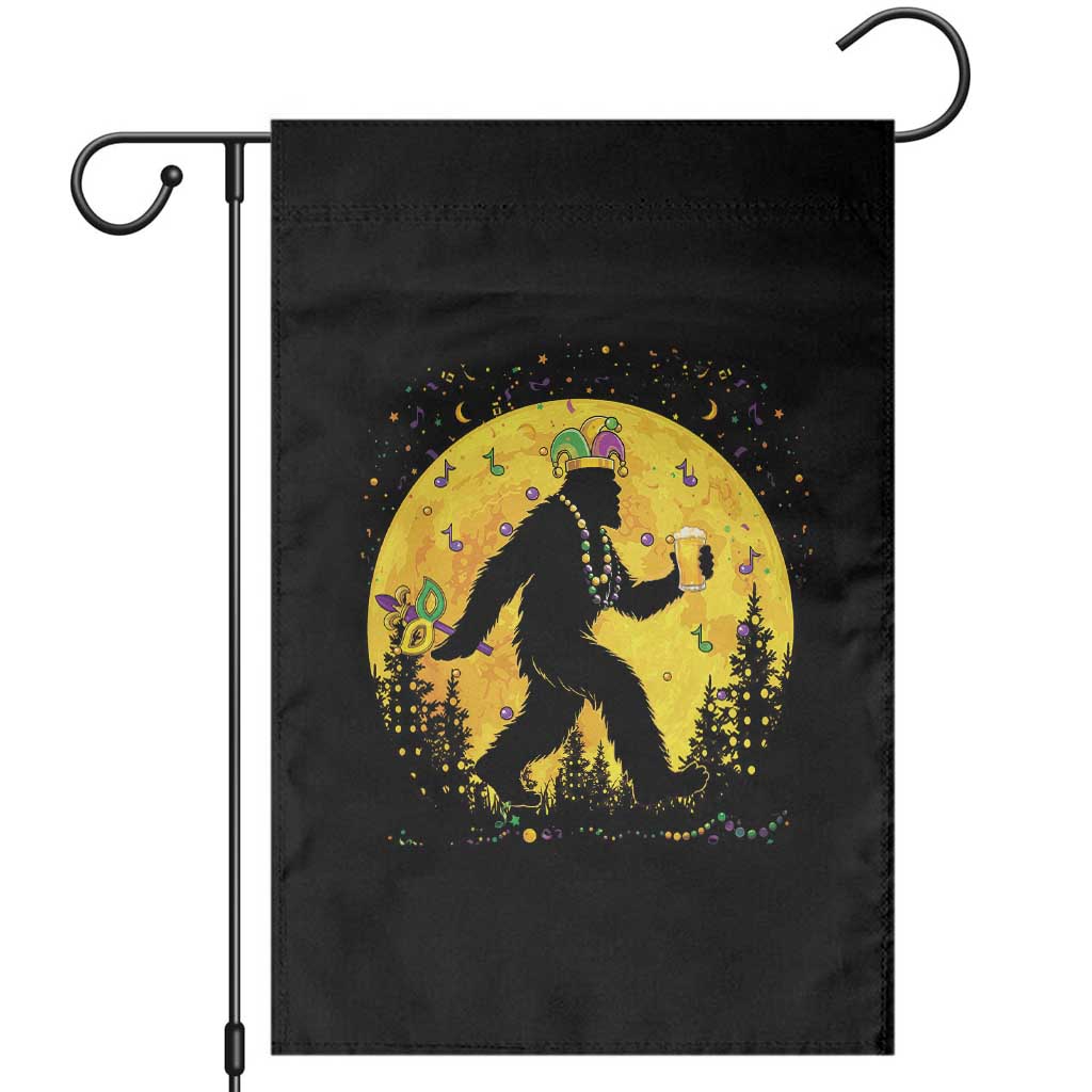 Mardi Gras Bigfoot Garden Flag Funny Sasquatch Carnival Trendy Meme TS14 Black Print Your Wear