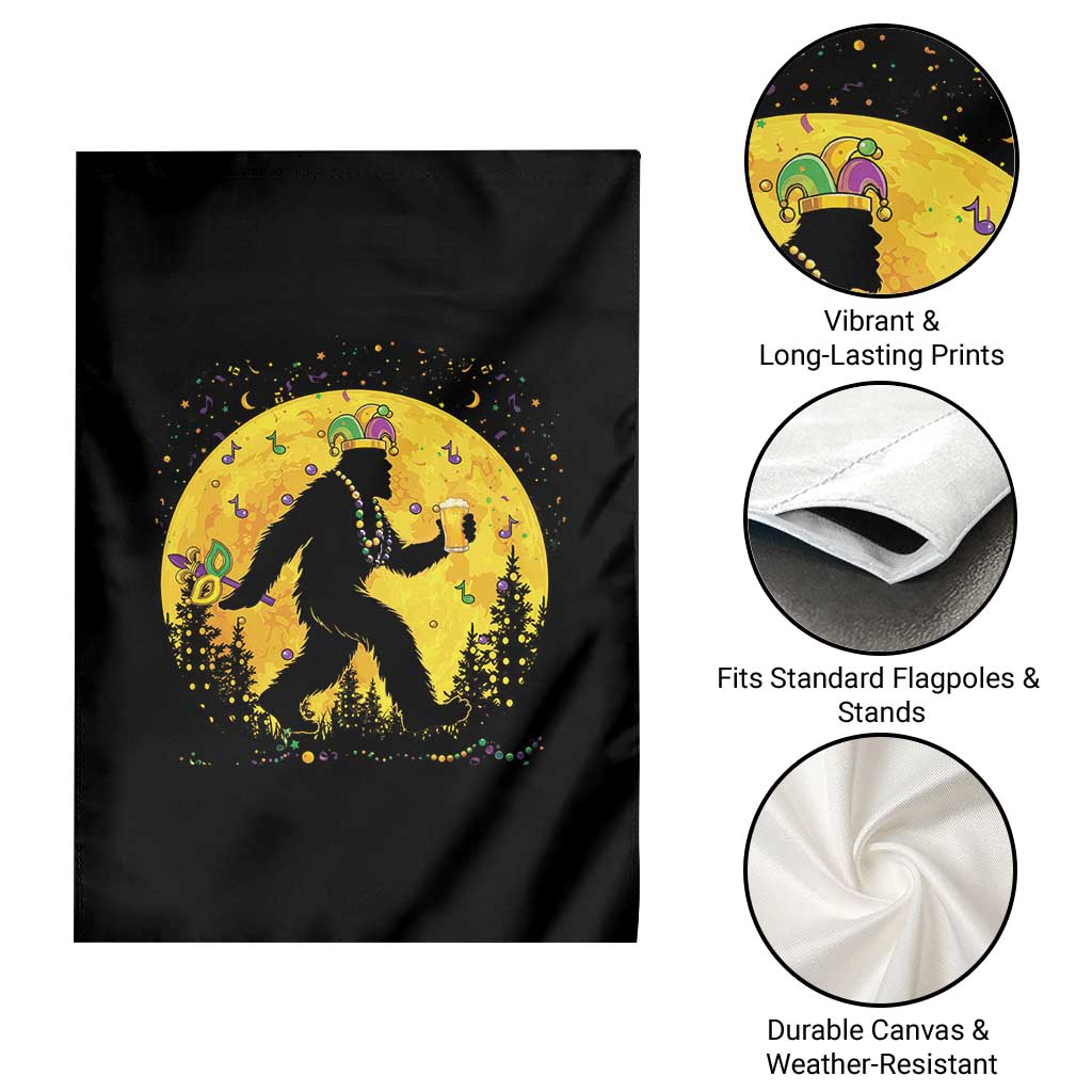 Mardi Gras Bigfoot Garden Flag Funny Sasquatch Carnival Trendy Meme TS14 Print Your Wear
