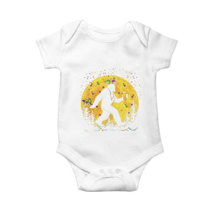 Mardi Gras Bigfoot Baby Onesie Funny Sasquatch Carnival Trendy Meme TS14 White Print Your Wear