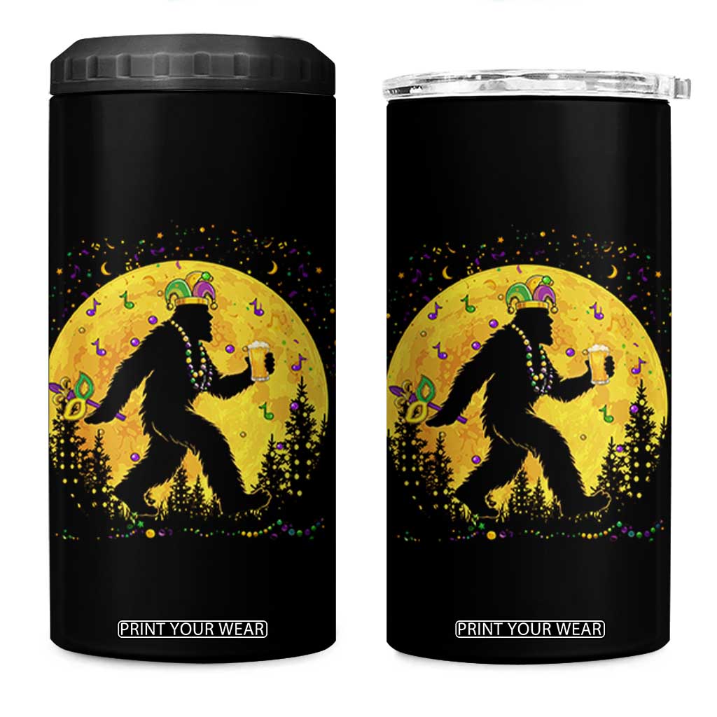 Mardi Gras Bigfoot 4 in 1 Can Cooler Tumbler Funny Sasquatch Carnival Trendy Meme TS14 One Size: 16 oz Black Print Your Wear
