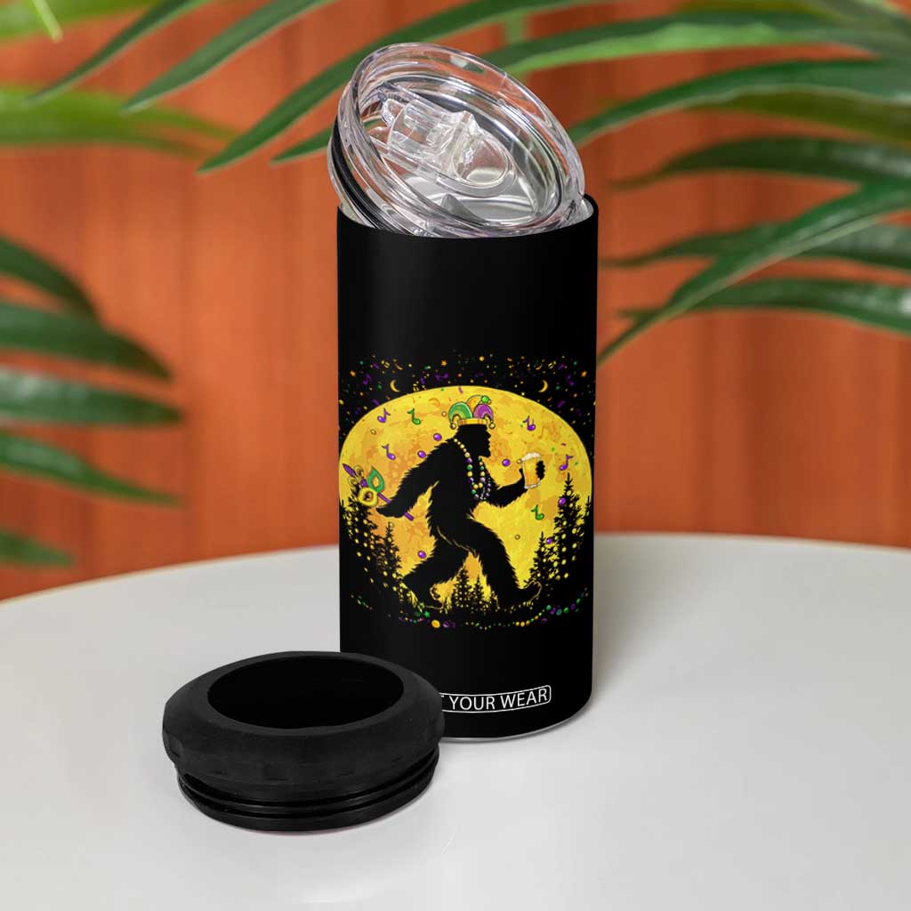 Mardi Gras Bigfoot 4 in 1 Can Cooler Tumbler Funny Sasquatch Carnival Trendy Meme TS14 Print Your Wear