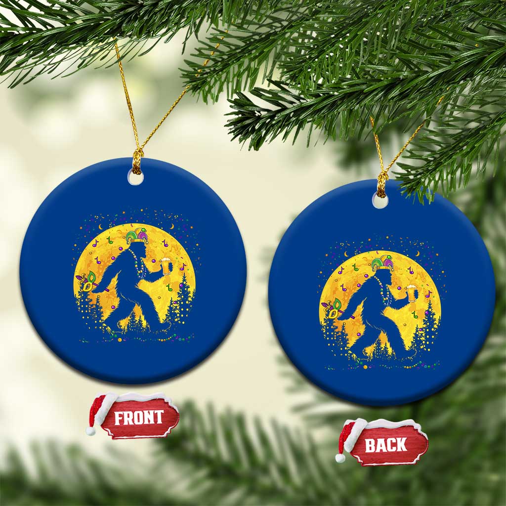 Mardi Gras Bigfoot Ceramic Ornament Funny Sasquatch Carnival Trendy Meme TS14 1pc Blue Print Your Wear