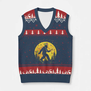 Mardi Gras Bigfoot V-Neck Knit Sweater Vest Funny Sasquatch Carnival Trendy Meme TS14 Navy Red Print Your Wear