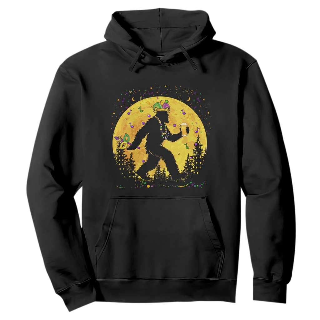 Mardi Gras Bigfoot Hoodie Funny Sasquatch Carnival Trendy Meme TS14 Black Print Your Wear