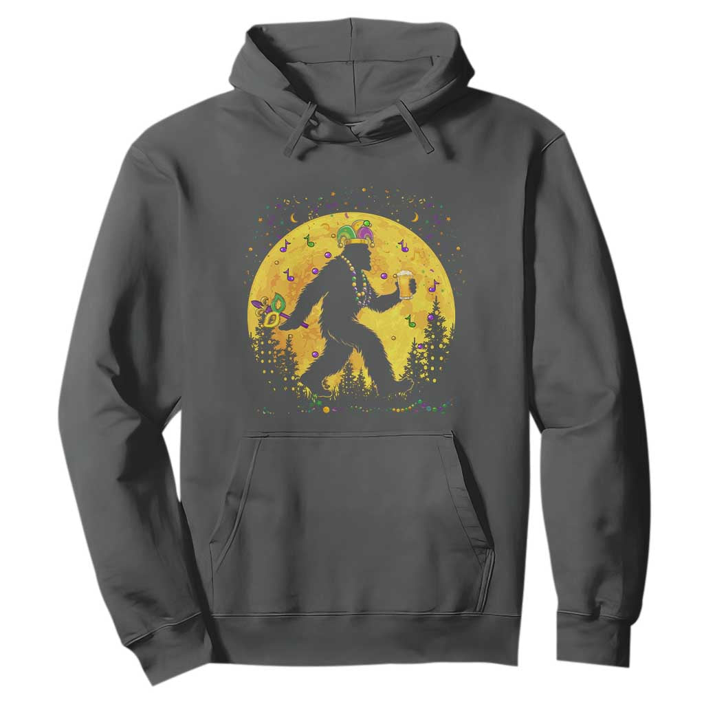 Mardi Gras Bigfoot Hoodie Funny Sasquatch Carnival Trendy Meme TS14 Dark Heather Print Your Wear