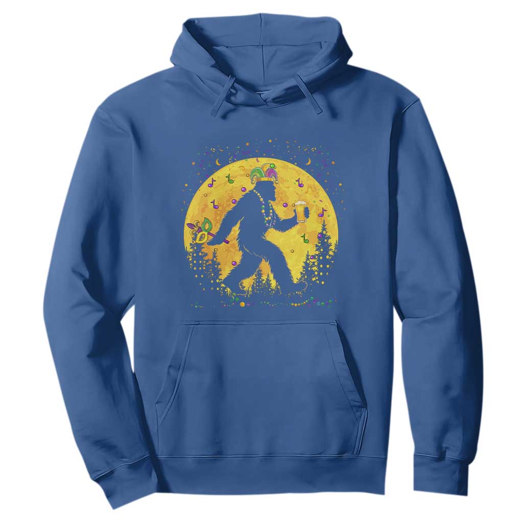Mardi Gras Bigfoot Hoodie Funny Sasquatch Carnival Trendy Meme TS14 Royal Blue Print Your Wear