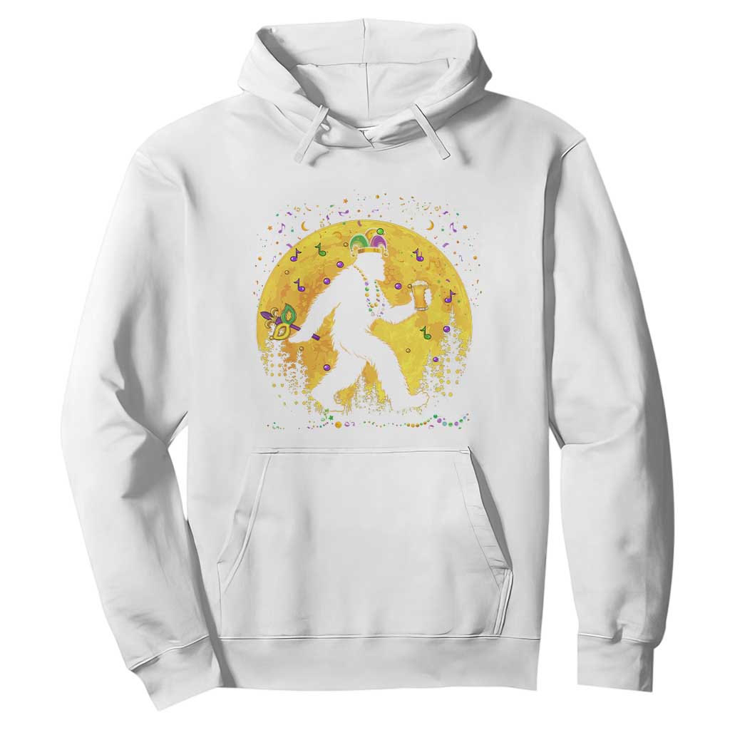Mardi Gras Bigfoot Hoodie Funny Sasquatch Carnival Trendy Meme TS14 White Print Your Wear