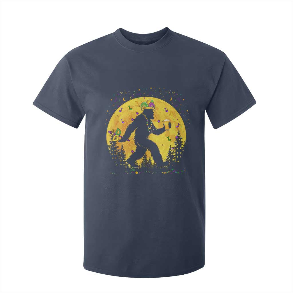Mardi Gras Bigfoot T Shirt For Kid Funny Sasquatch Carnival Trendy Meme TS14 Navy Print Your Wear