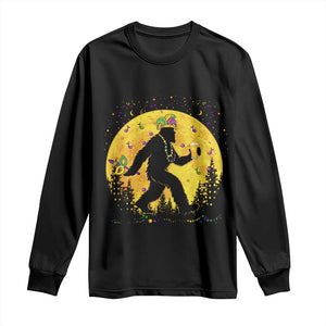 Mardi Gras Bigfoot Long Sleeve Shirt Funny Sasquatch Carnival Trendy Meme TS14 Black Print Your Wear